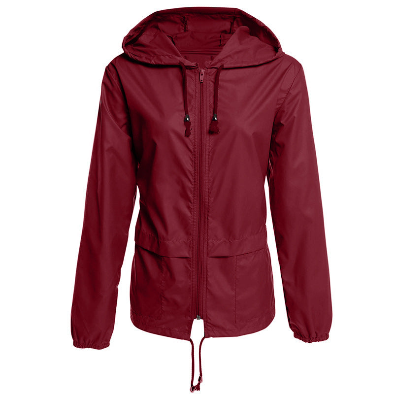 Women’s Lightweight Hooded Rain Jacket – Thin Waterproof Outdoor Zip Coat