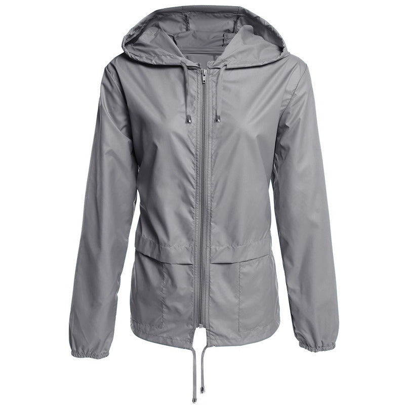 Women’s Lightweight Hooded Rain Jacket – Thin Waterproof Outdoor Zip Coat