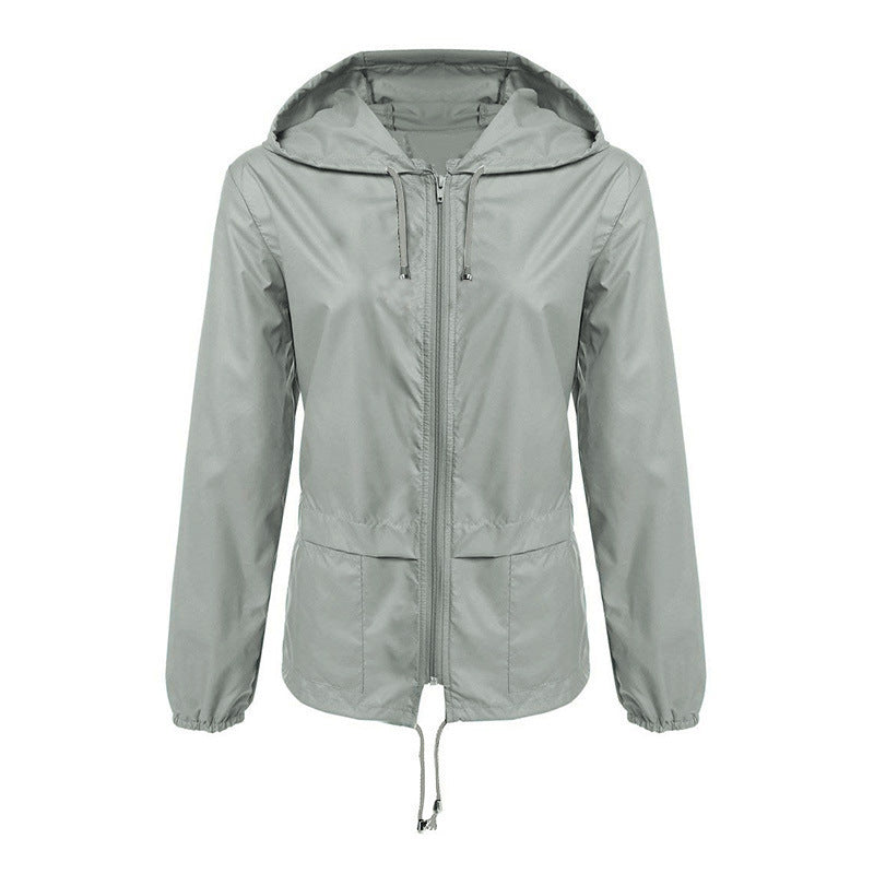 Women’s Lightweight Hooded Rain Jacket – Thin Waterproof Outdoor Zip Coat
