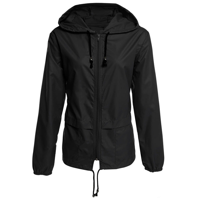 Women’s Lightweight Hooded Rain Jacket – Thin Waterproof Outdoor Zip Coat