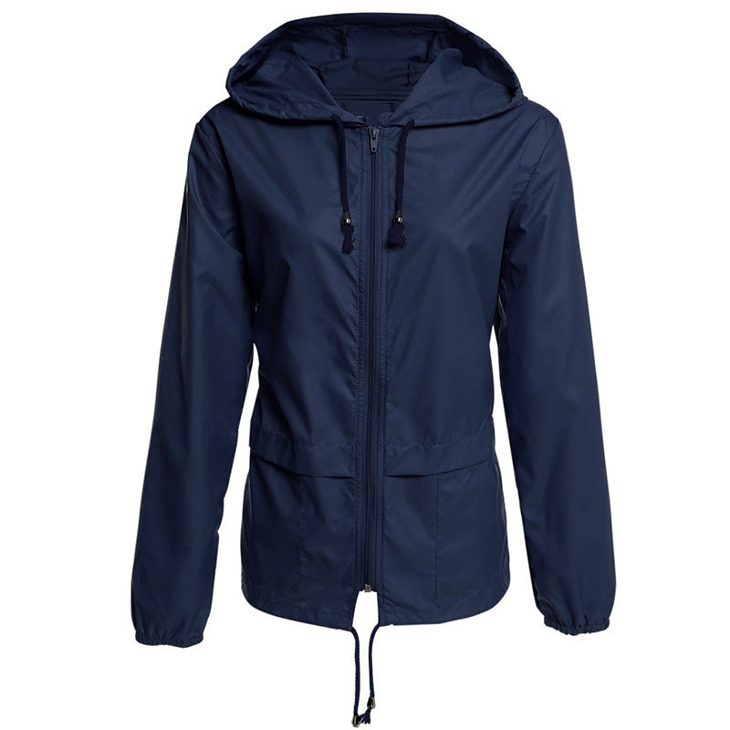 Women’s Lightweight Hooded Rain Jacket – Thin Waterproof Outdoor Zip Coat
