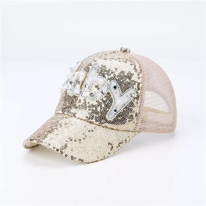 Unisex Sequined Embroidered Baseball Cap with Sun Protection