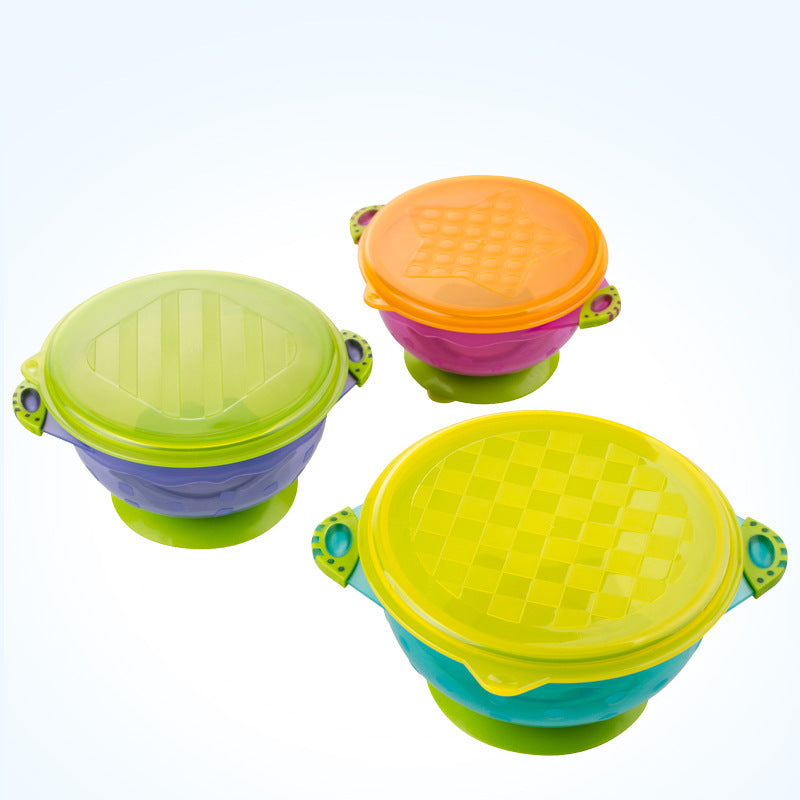 Children's Tableware Food Supplement Bowl Set With Three Colorful Suction Cups
