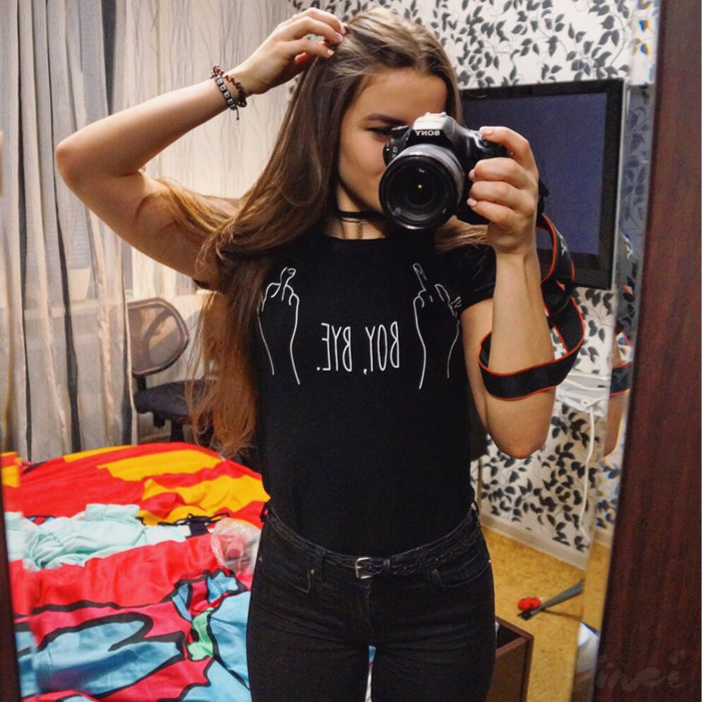 European And American New Fashion Letter Printed Shirt Women's Top Shirt