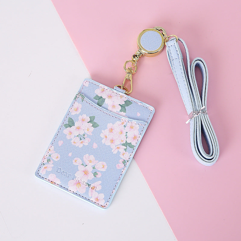 Retractable Lanyard Card Holder PU Leather Student ID Card Holder