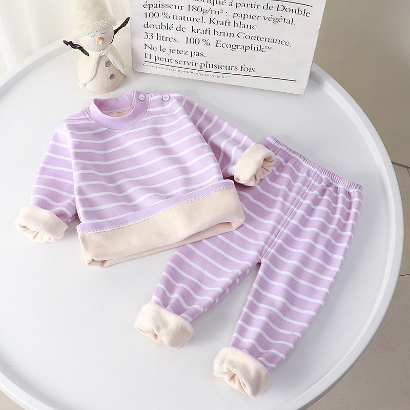 Children's Thermal Underwear Suit Plus Velvet Thickening