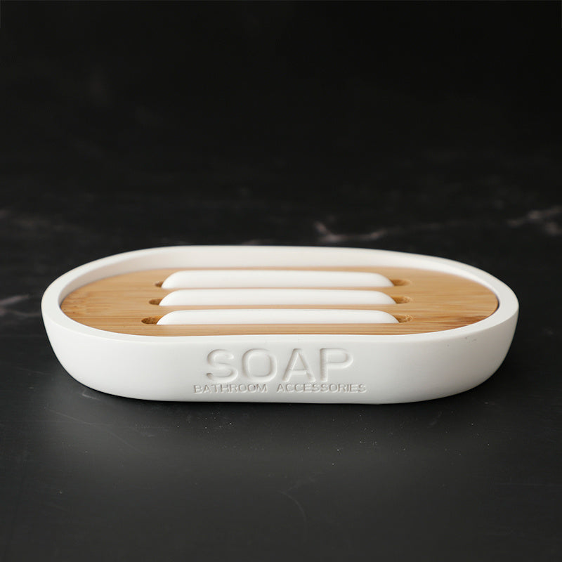 Resin Bamboo Bathroom Set – Toothbrush Holder, Soap Box & Hand Sanitizer Bottle