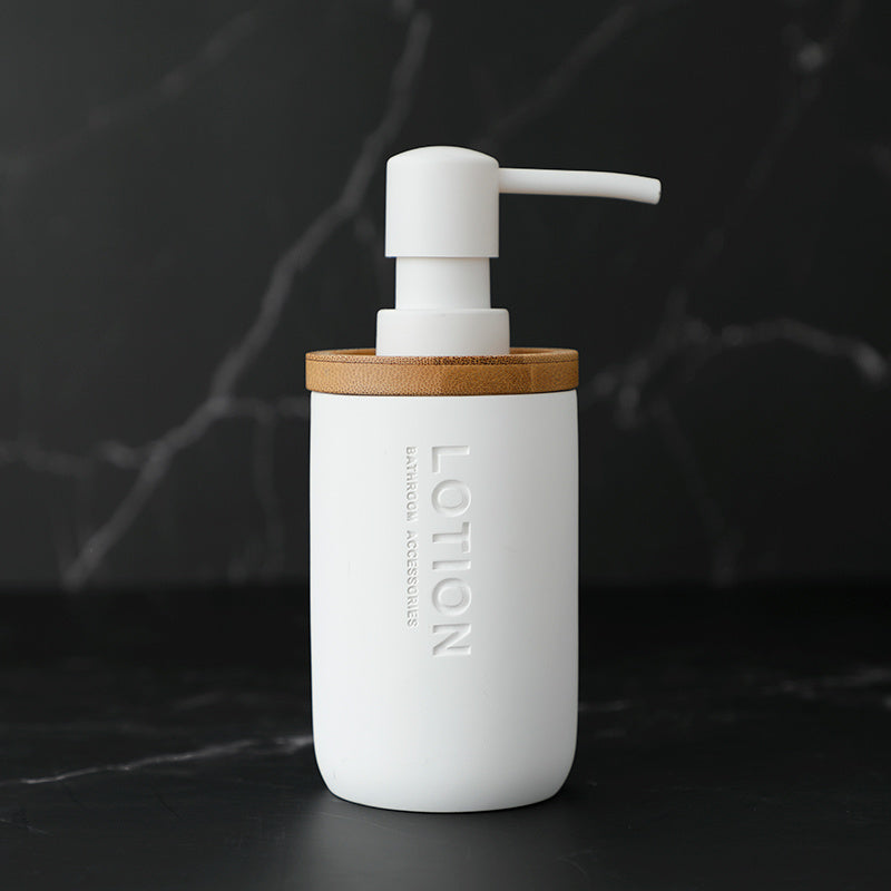 Resin Bamboo Bathroom Set – Toothbrush Holder, Soap Box & Hand Sanitizer Bottle