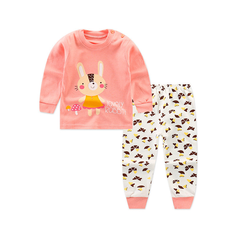 Unisex Cotton Long Sleeve Underwear Set With Buckle