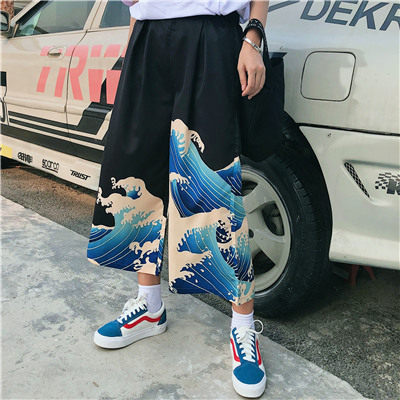 Women's Harajuku Relaxed Capri Wide Leg Rayon Pants