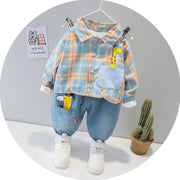 Two-piece Check Cotton Shirt For Kids