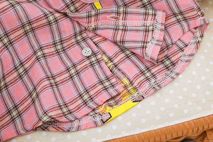 Two-piece Check Cotton Shirt For Kids