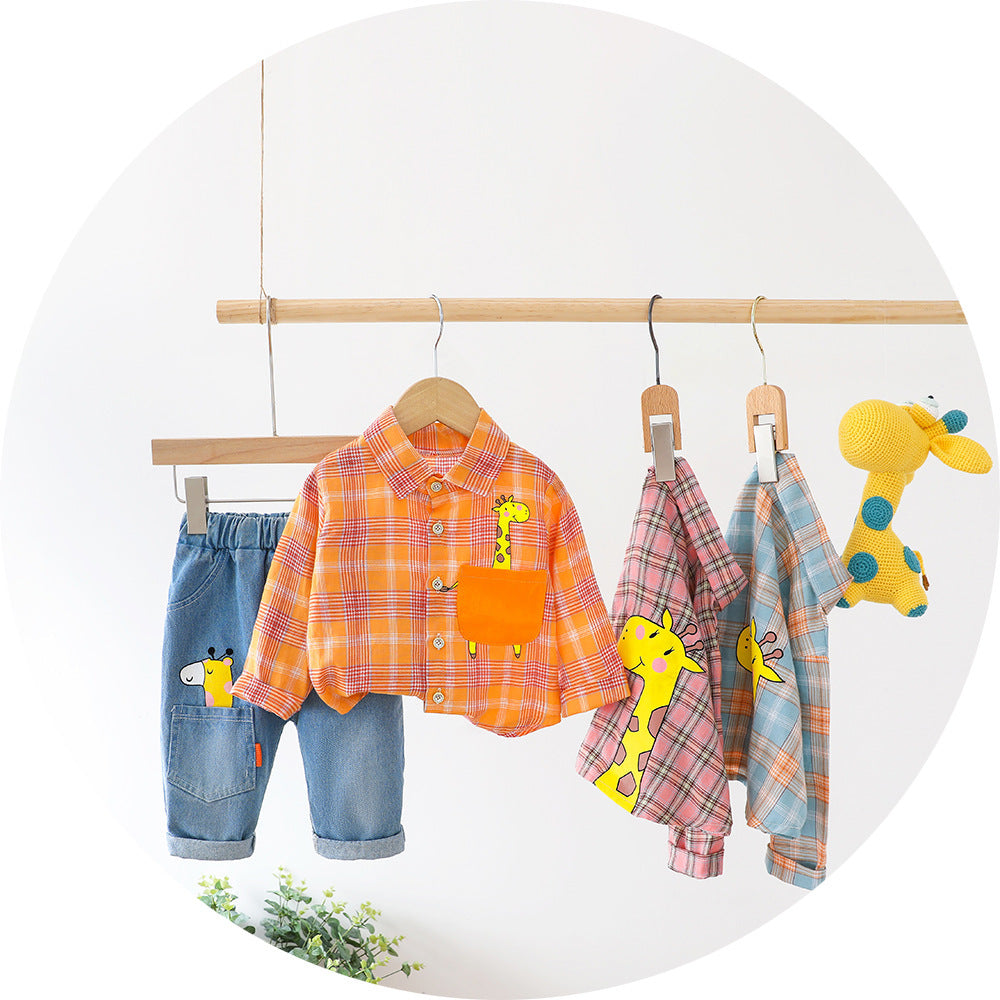 Two-piece Check Cotton Shirt For Kids