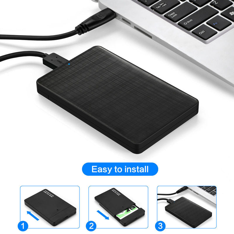 Grid Pattern USB 3.0 Mobile Hard Disk Box – Business Style Enclosure