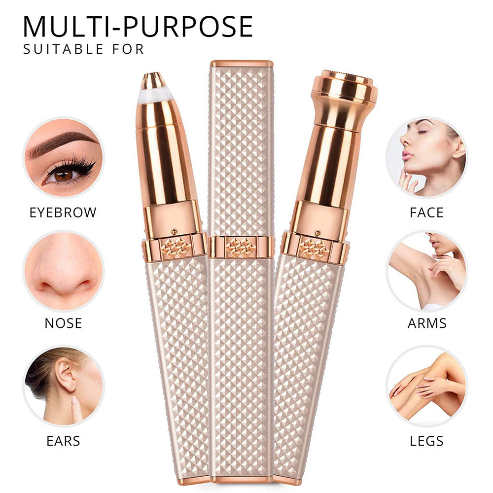 USB Rechargeable 2-in-1 Lipstick Shaver and Ladies Eyebrow Trimmer
