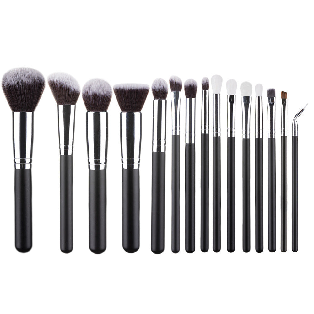15-Piece Rose Gold Makeup Brush Set – Corrugated Silk Nylon Bristles with Wooden Handle, Portable Full Makeup Tool Kit