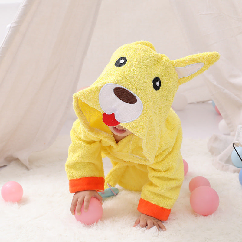 Unisex Hooded Cotton Baby Bathrobe Cartoon Relaxed Fit