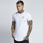 Fitness T-shirt Men's Hip Hop T-shirt Irregular Curved Hem Short Sleeve