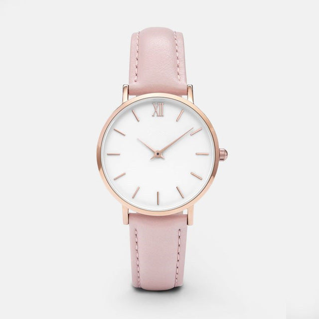 Elegant Frosty Round Dial Women's Quartz Watch with Textile Strap