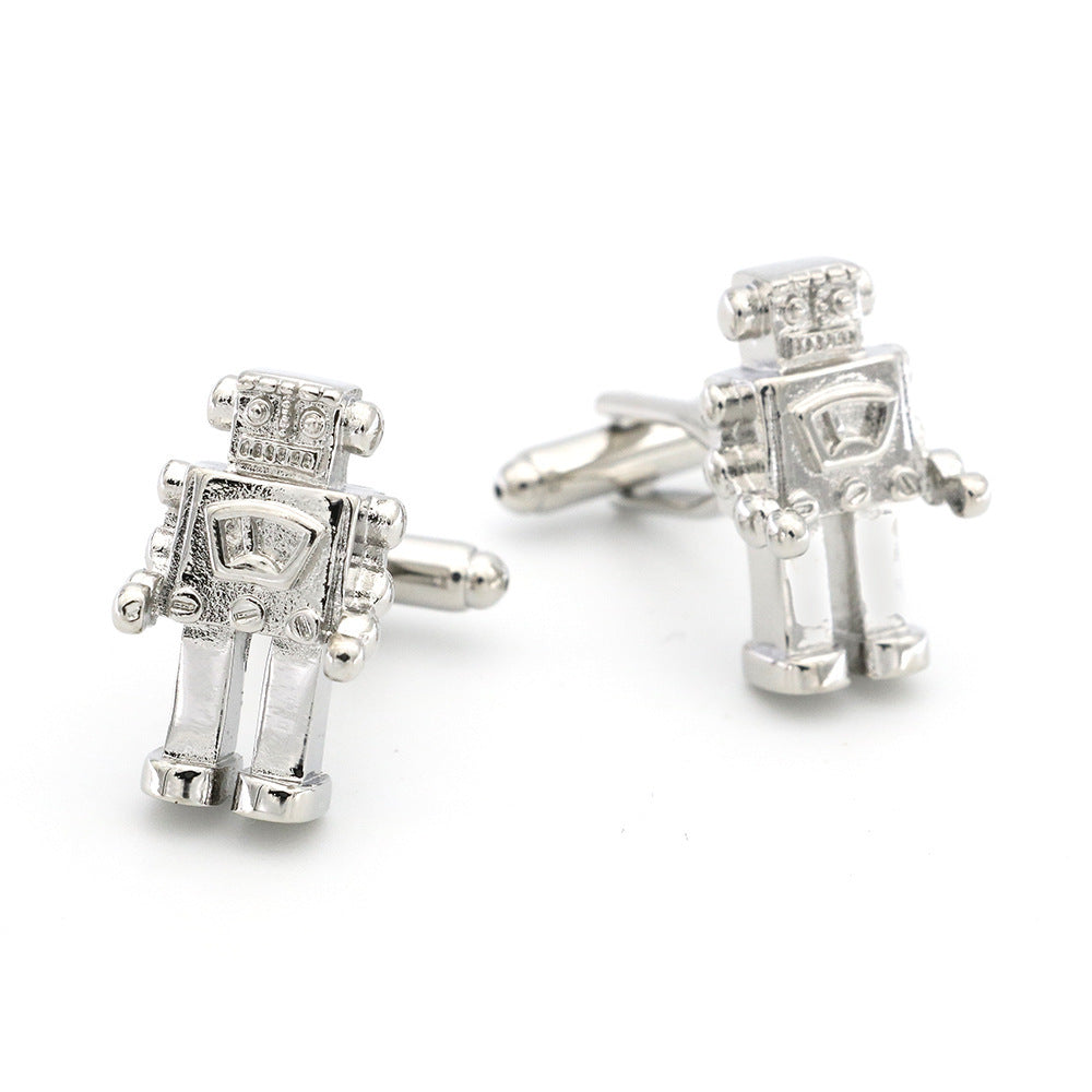 Silver Robot Cufflinks for Men