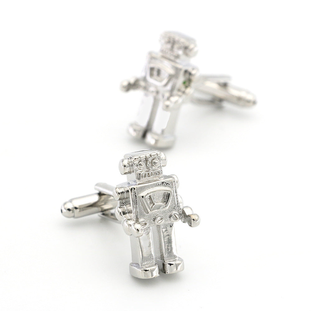 Silver Robot Cufflinks for Men