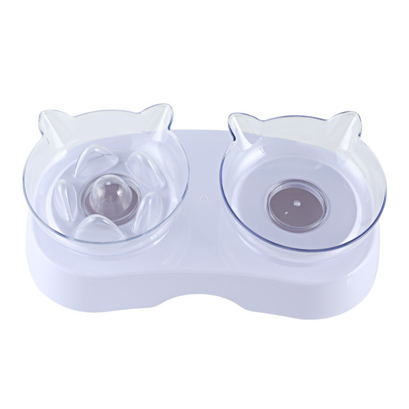 Pet Cat Ears Double Bowl Drinking Water And Diet Dual Purpose Dog Bowl
