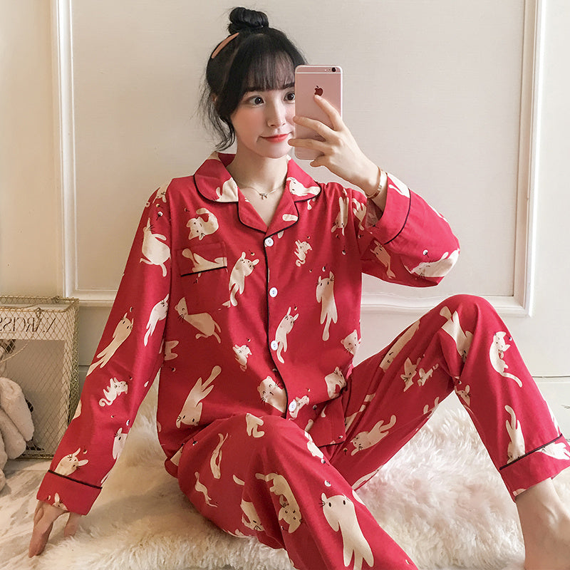 Women's Pure Cotton Two Piece Pajamas Long Sleeve Relaxed