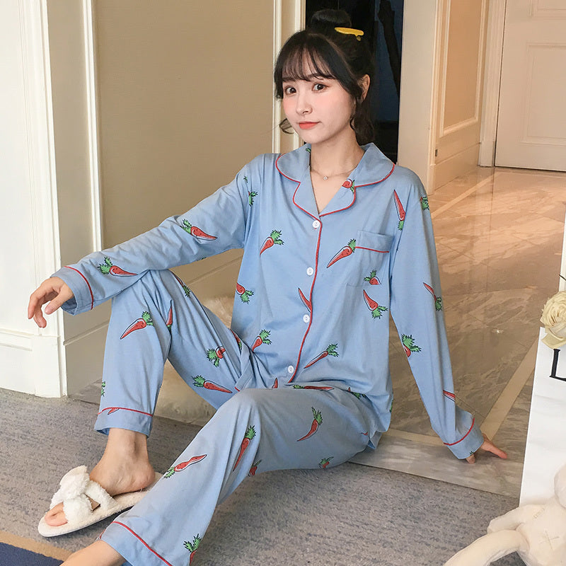 Women's Pure Cotton Two Piece Pajamas Long Sleeve Relaxed