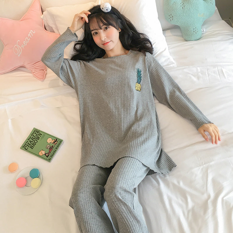 Women's Pure Cotton Two Piece Pajamas Long Sleeve Relaxed
