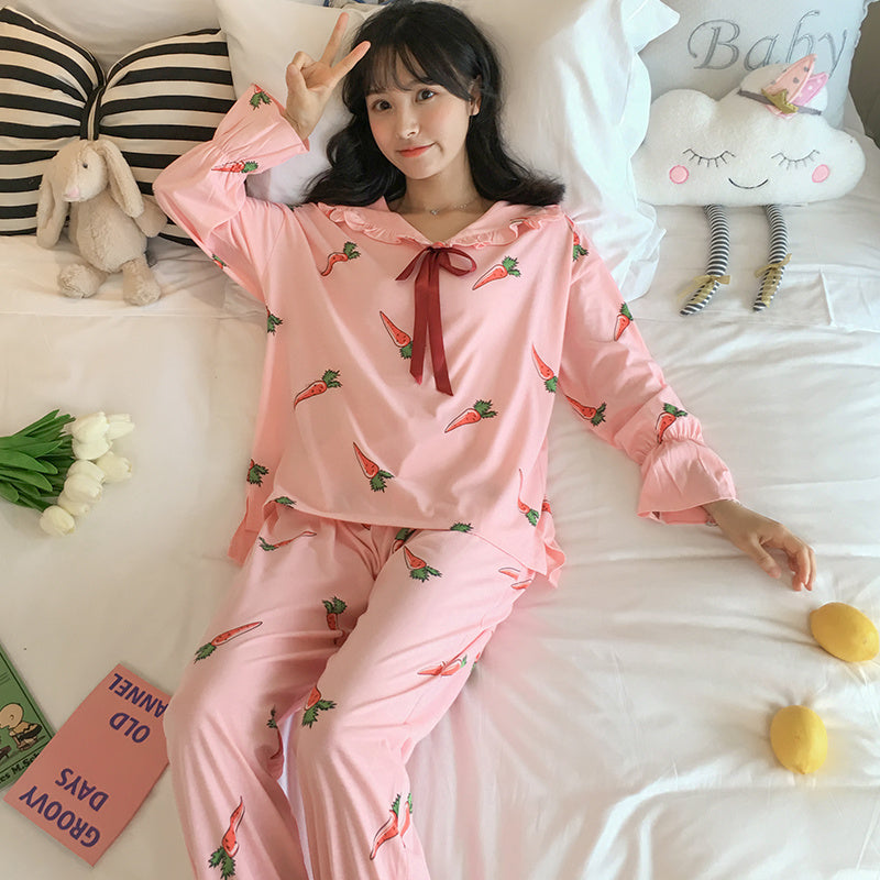 Women's Pure Cotton Two Piece Pajamas Long Sleeve Relaxed
