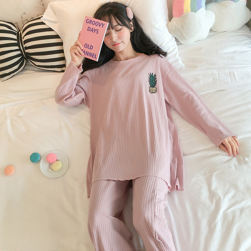 Women's Pure Cotton Two Piece Pajamas Long Sleeve Relaxed