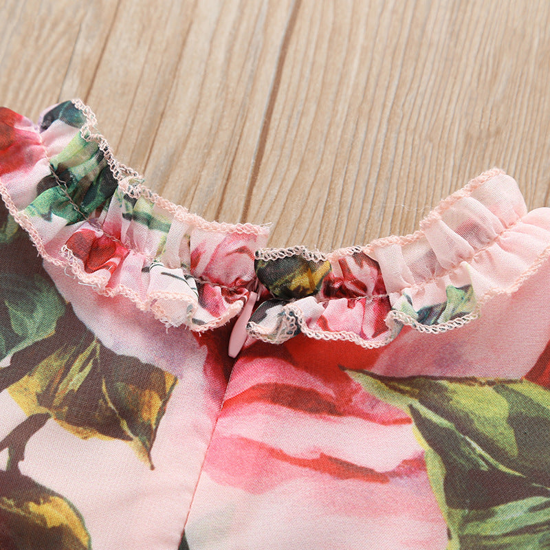 Cute Baby Girls Dress Flower Puff Sleeves A -line Dress For Baby