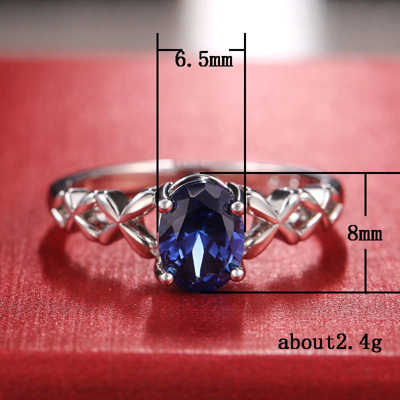 Cute Geometric Blue Zircon Copper Women’s Fashion Engagement Ring