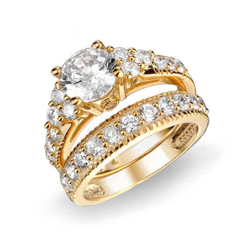 Women's Zircon Halo Ring Engagement Alloy Silver Plating