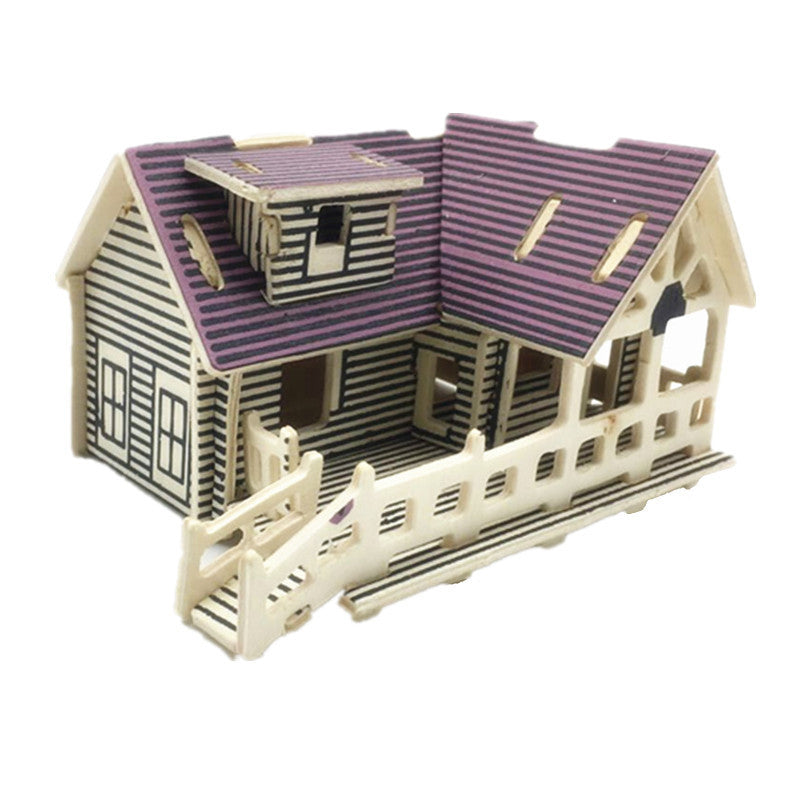 Wooden 3D three-dimensional puzzle villa