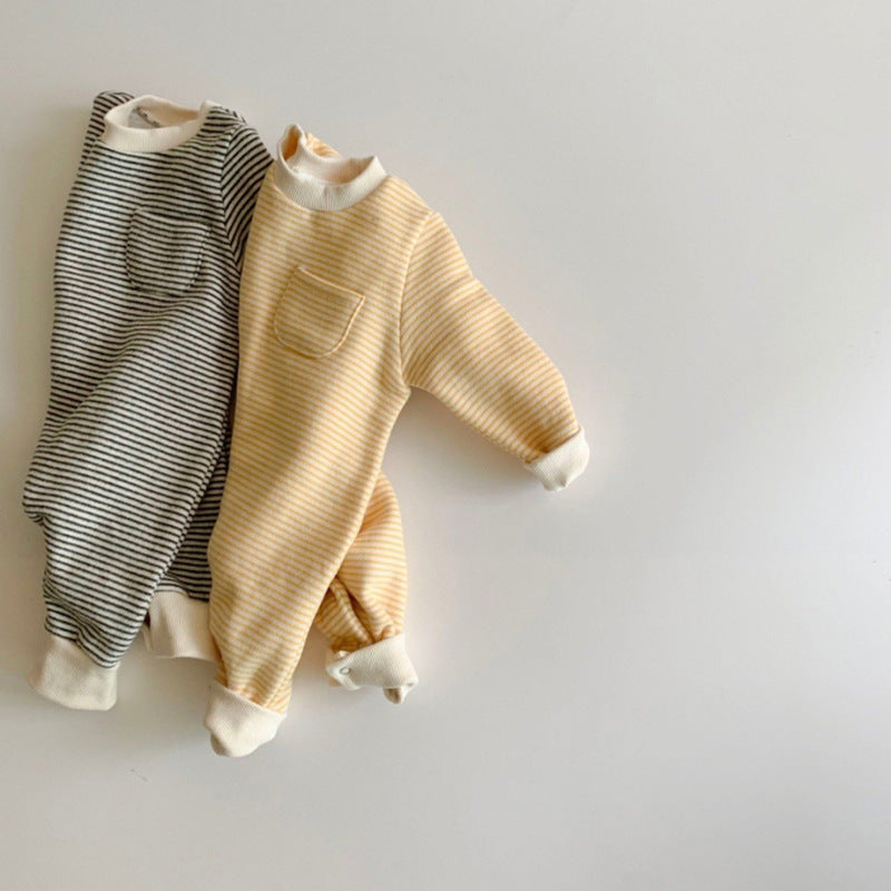 Striped Baby Jumpsuit – Wear-Outside Cotton Romper for Infants