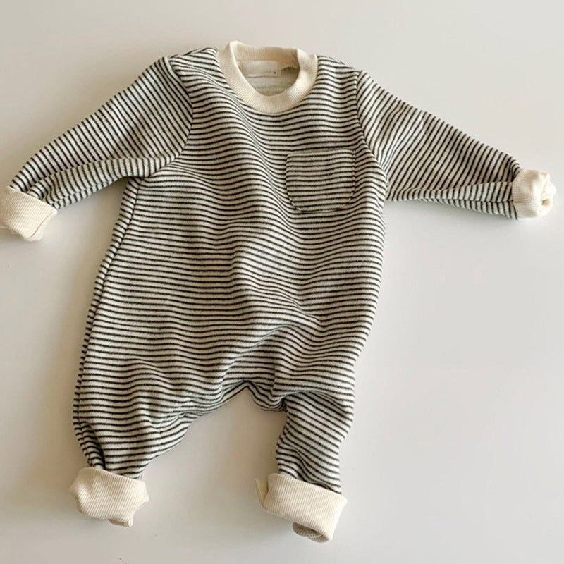 Striped Baby Jumpsuit – Wear-Outside Cotton Romper for Infants