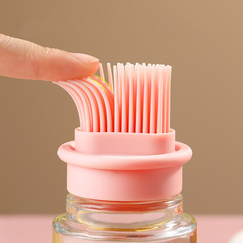 Portable Oil Bottle with Silicone Brush – High-Temperature BBQ & Baking Tool