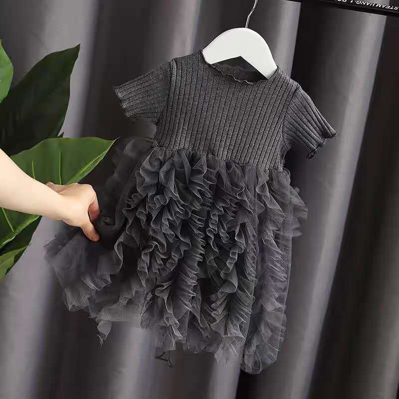 Girls Princess Sweet Cake Skirt Dress Cotton Regular Fit