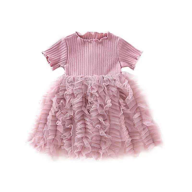 Girls Princess Sweet Cake Skirt Dress Cotton Regular Fit