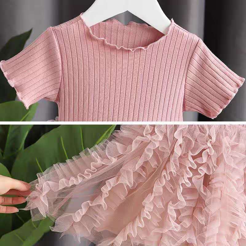 Girls Princess Sweet Cake Skirt Dress Cotton Regular Fit