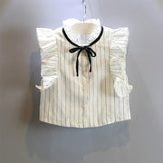 Children's Flying Sleeve Striped Shirt  Sweet Foreign Style Skirt Pants Two-Piece Suit
