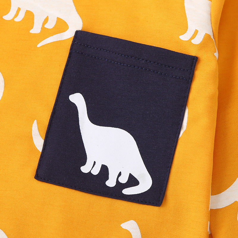 Cartoon Dinosaur Print Children's Sweatshirt And Trousers Two-Piece Suit