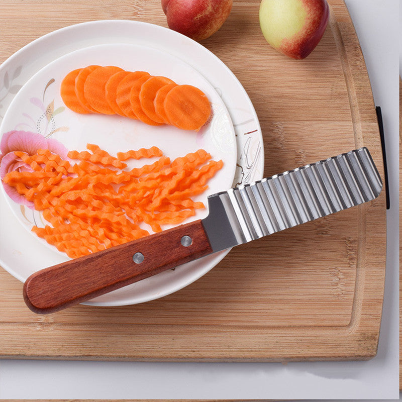 Stainless Steel French Fries Cutter – Wavy Potato & Vegetable Slicer
