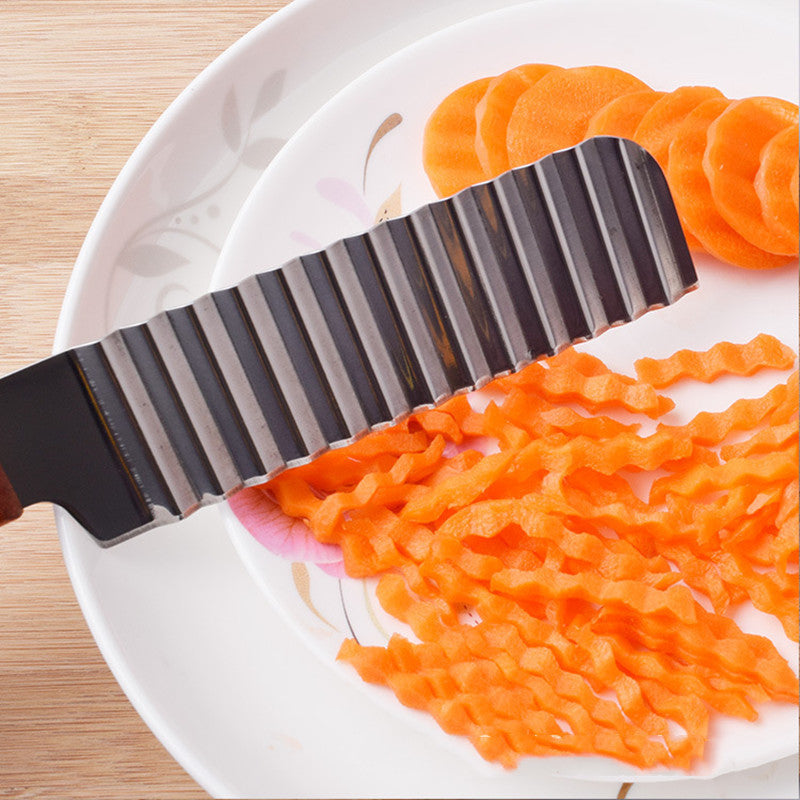 Stainless Steel French Fries Cutter – Wavy Potato & Vegetable Slicer