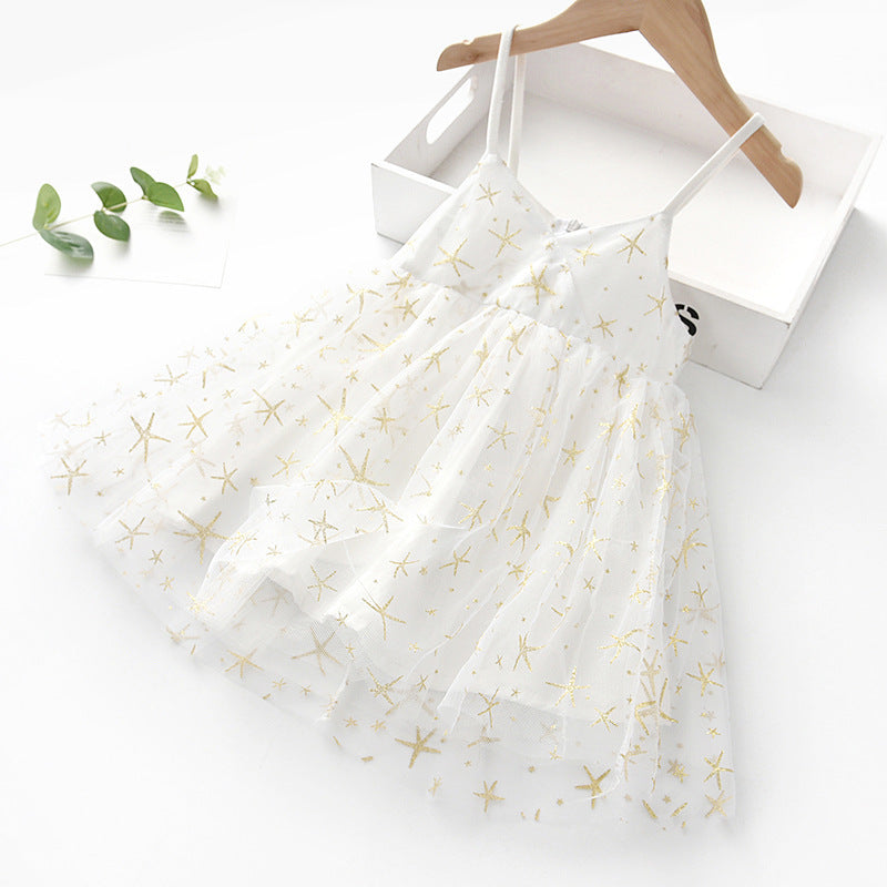 Super Western Style Sling And Tutu Skirt For Little Girl Net Yarn Princess Dress