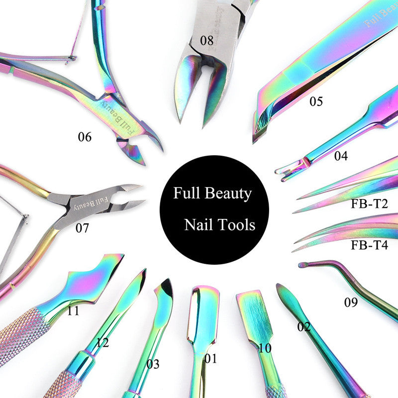 Electroplated Nail Clippers Set – Dead Skin Fork, Tweezers & Manicure Tools
