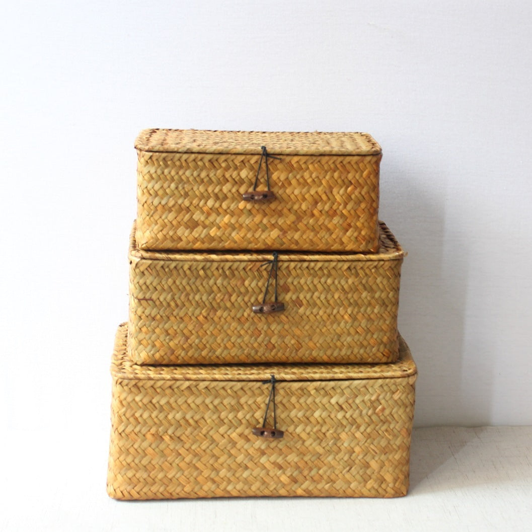 Sea Grass Storage Basket Set 3 Sizes For Books And Toys