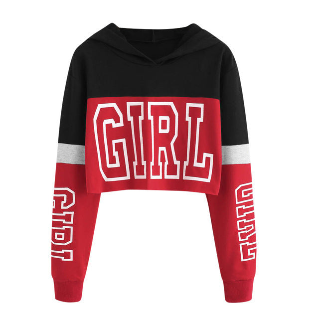 Women's Crop Top Hoodie Patchwork Regular Fit Fabric Other