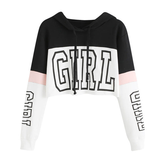 Women's Crop Top Hoodie Patchwork Regular Fit Fabric Other